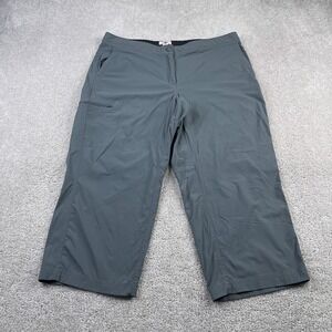 LL Bean Pants Womens 14 Grey Outdoors Water Repellent Comfort Trail Capri Crop‎